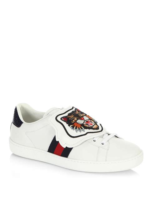 gucci ace sneakers lion|Gucci ace embellished leather sneakers.